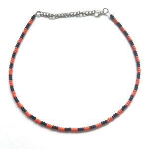 Halloween costume necklace beaded orange and black choker spooky season choker
